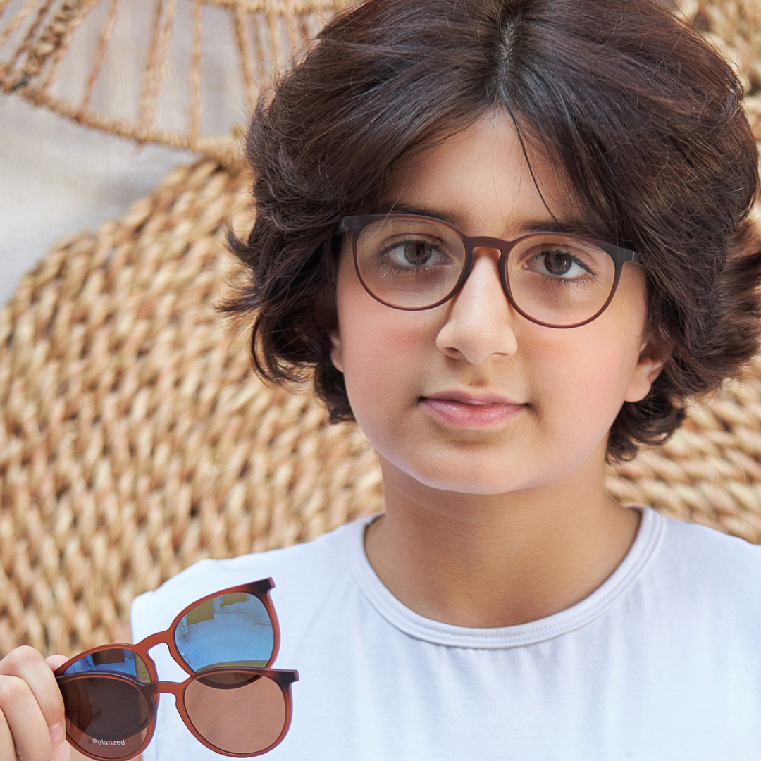 C-M-K-V2027 KIDS C3 | worn-front | SaddleBrown / Polarized
